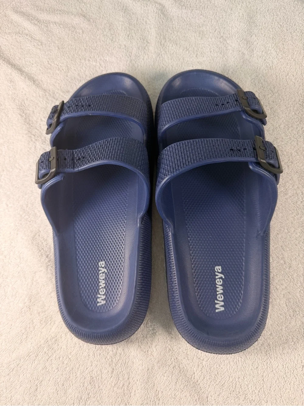 Men's Weweya Navy Dual-Strap Slide Sandals XL